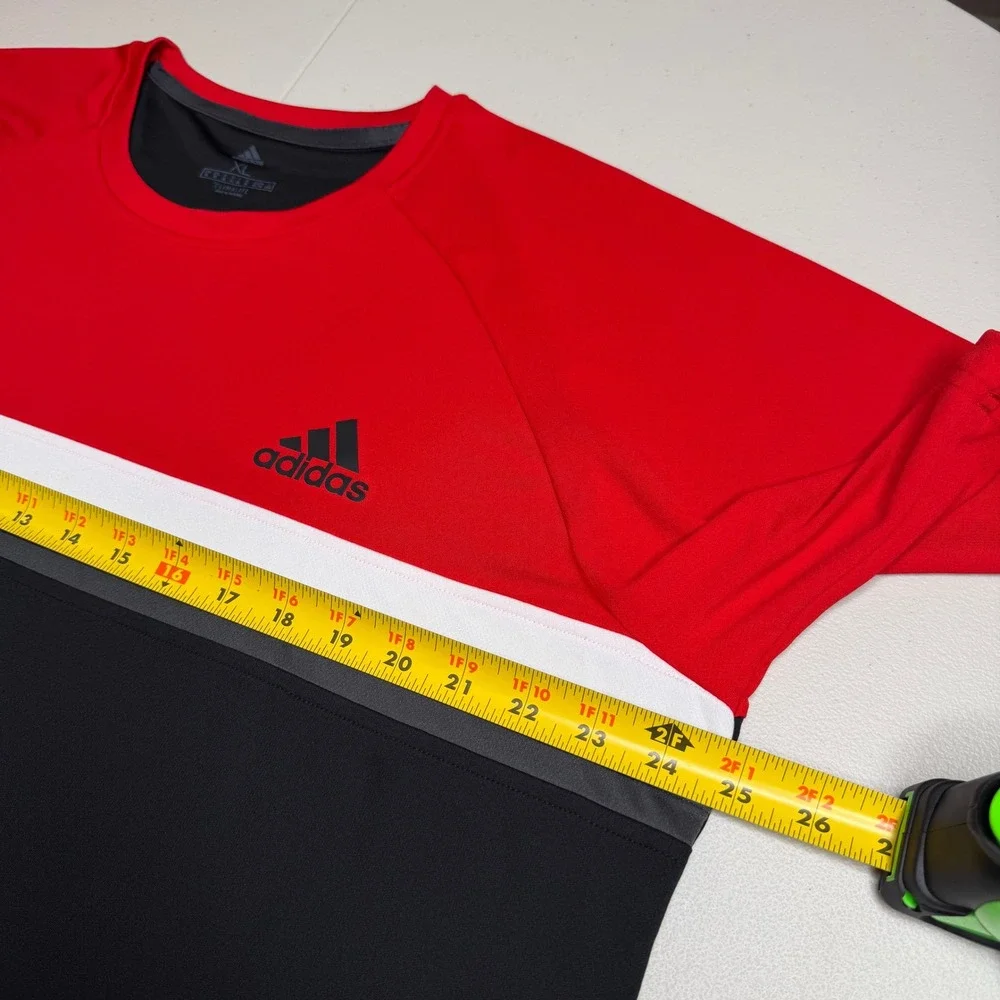Adidas Mens XL Climalite Colorblock Performance T-Shirt Red Black White